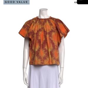 Ulla Johnson Orange and Yellow Tie-Dye Blouse